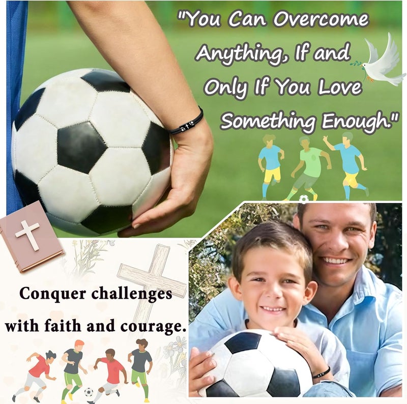PEALICIOUS Mens Cross Bracelet as Boys Valentine Gifts, Soccer Baseball Joshua 1 9 Cross Bracelet Basketball Philippians 4:13 Accessories as Christian Valentines for Sons Baptism Confirmation - Image 2